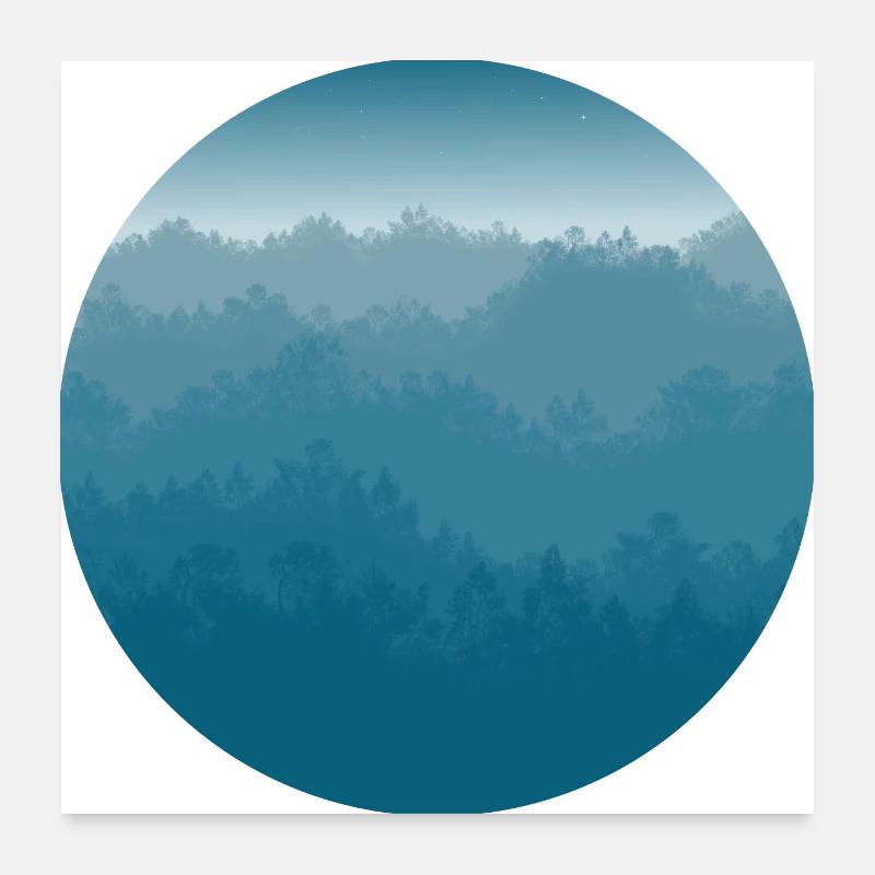 Paysage en bleu Poster 60 x 60 cm