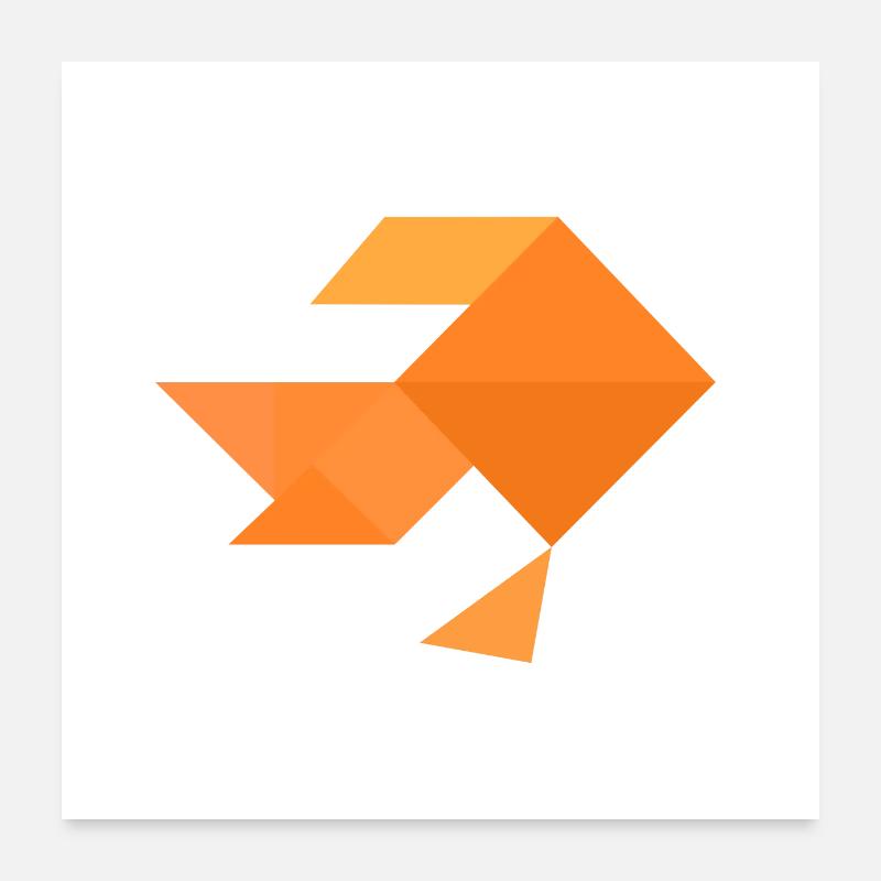 Poisson rouge - Tangram Poster 60 x 60 cm
