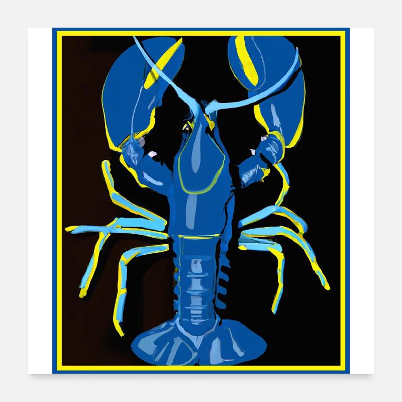 Blauer Hummer Poster 60x60 cm