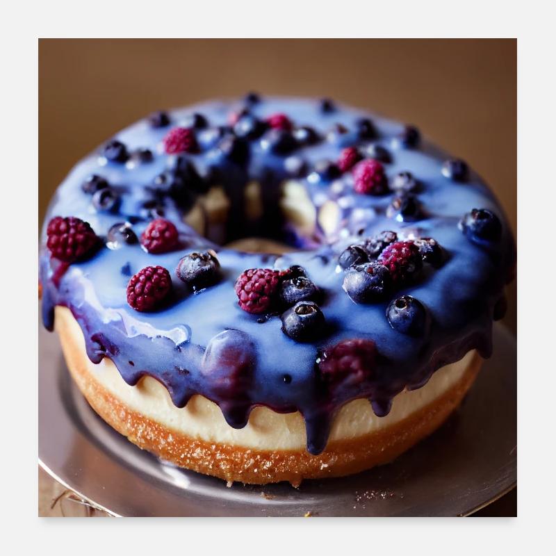 Blueberry Donut - Poster 24" x 24" (60x60 cm) - white