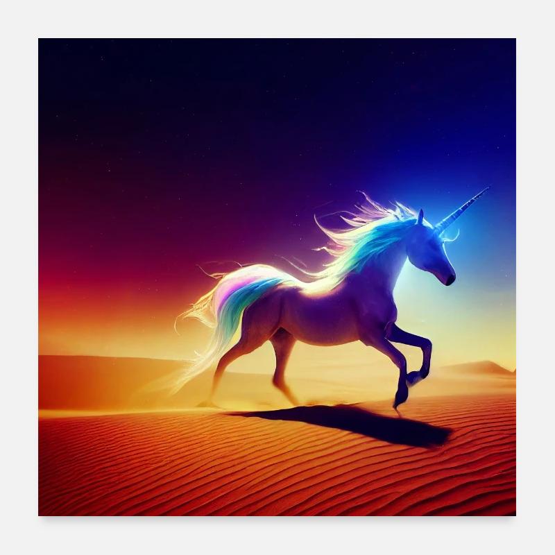 Neon Einhorn Poster Poster 60x60 cm