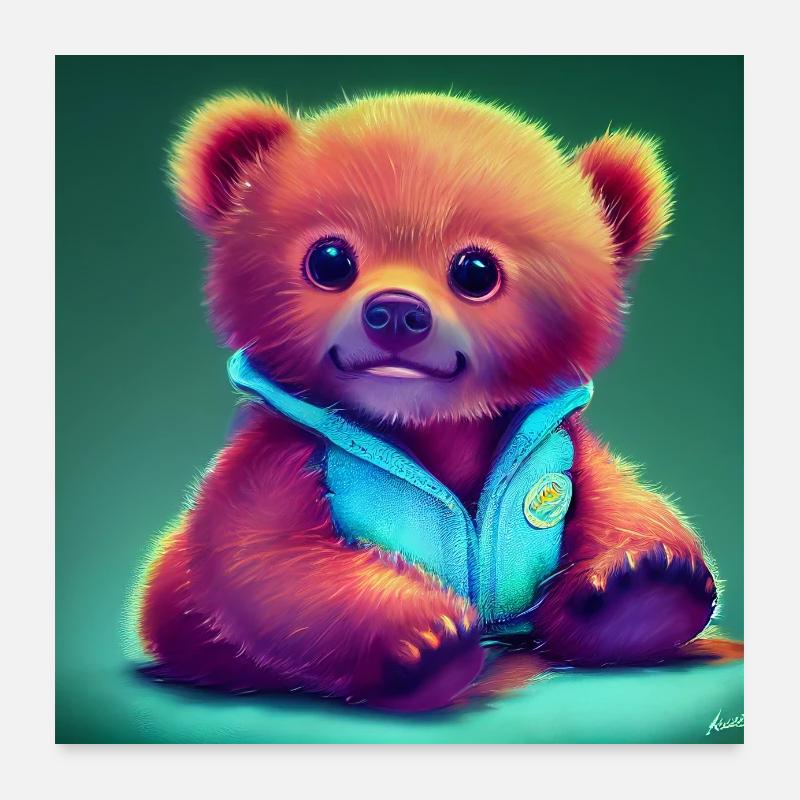 Mignon bébé ours Poster 60 x 60 cm