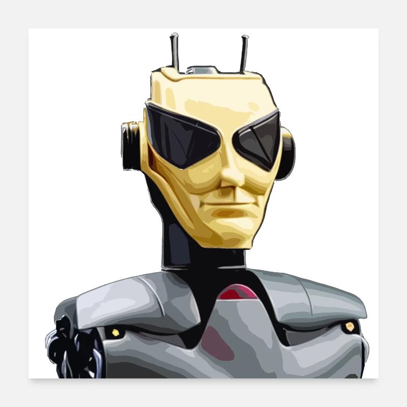 Buste d’un cyborg Buste de robot futuriste Poster 60 x 60 cm