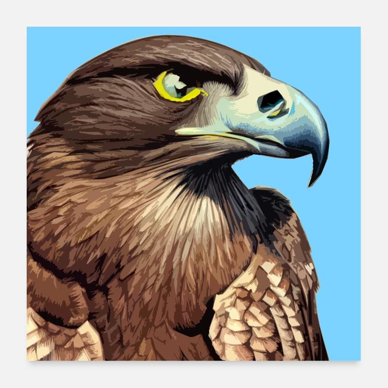 Adlerkopf-Illustration Poster 60x60 cm
