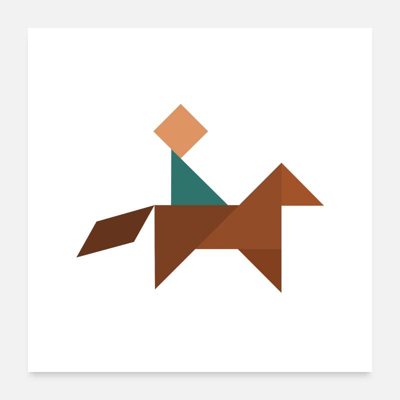 Reiter - Tangram - Poster 60x60 cm - Weiß