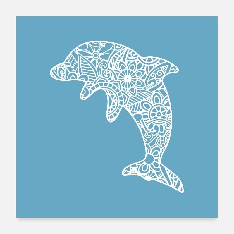 poster dolphin mandala dolphin dolphin dauphin Poster 24" x 24" (60x60 cm)
