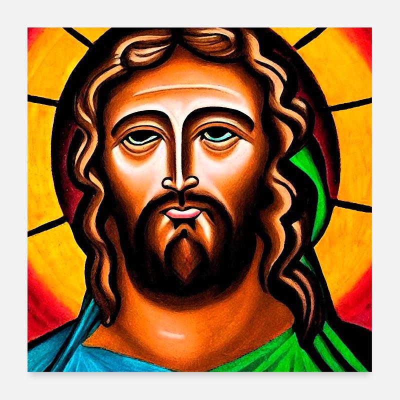 Porträt Jesu Christi - Poster 60x60 cm - Weiß