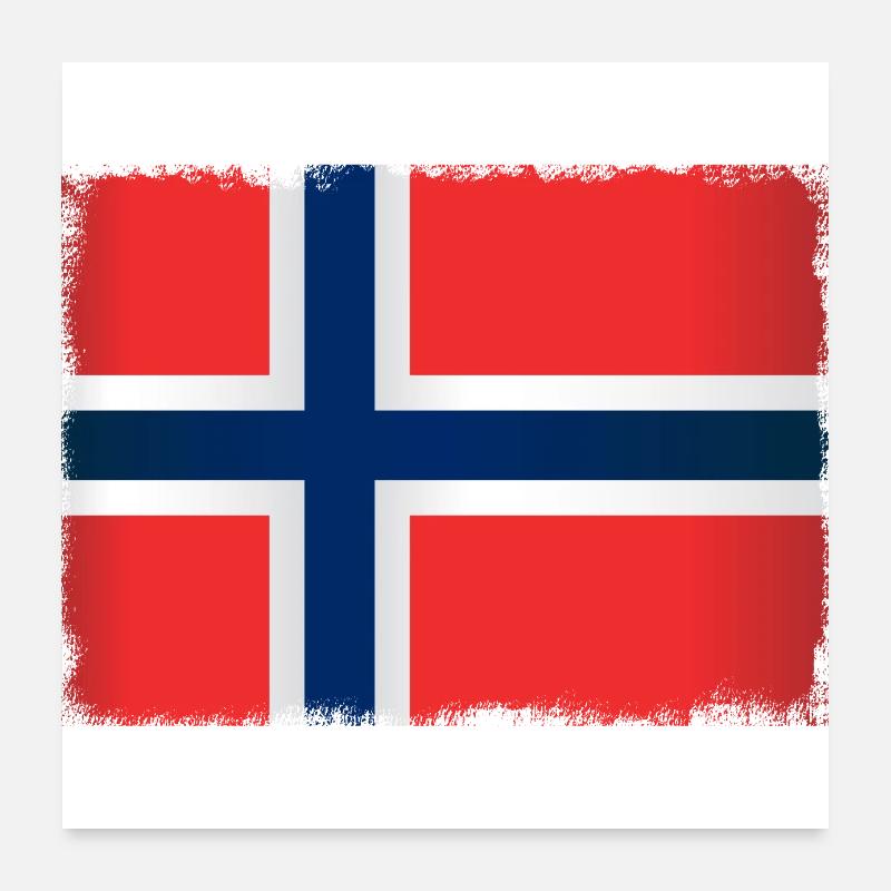 Grunge Flagge von Norwegen Poster 60x60 cm