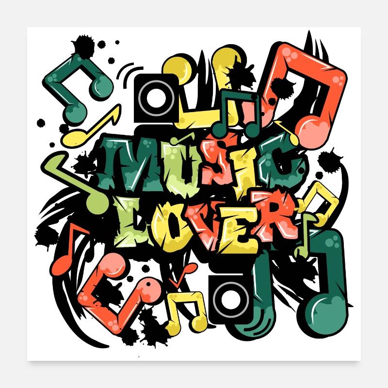 Music Lover text art - Graffiti grunge style Poster 24" x 24" (60x60 cm)