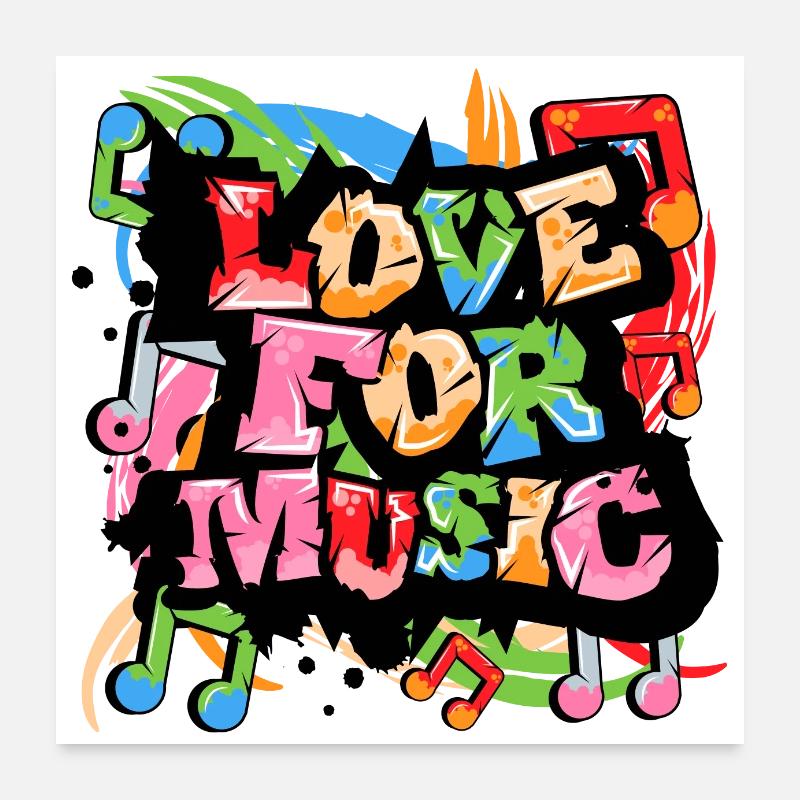 Art du texte Music Lover - Style grunge graffiti Poster 60 x 60 cm
