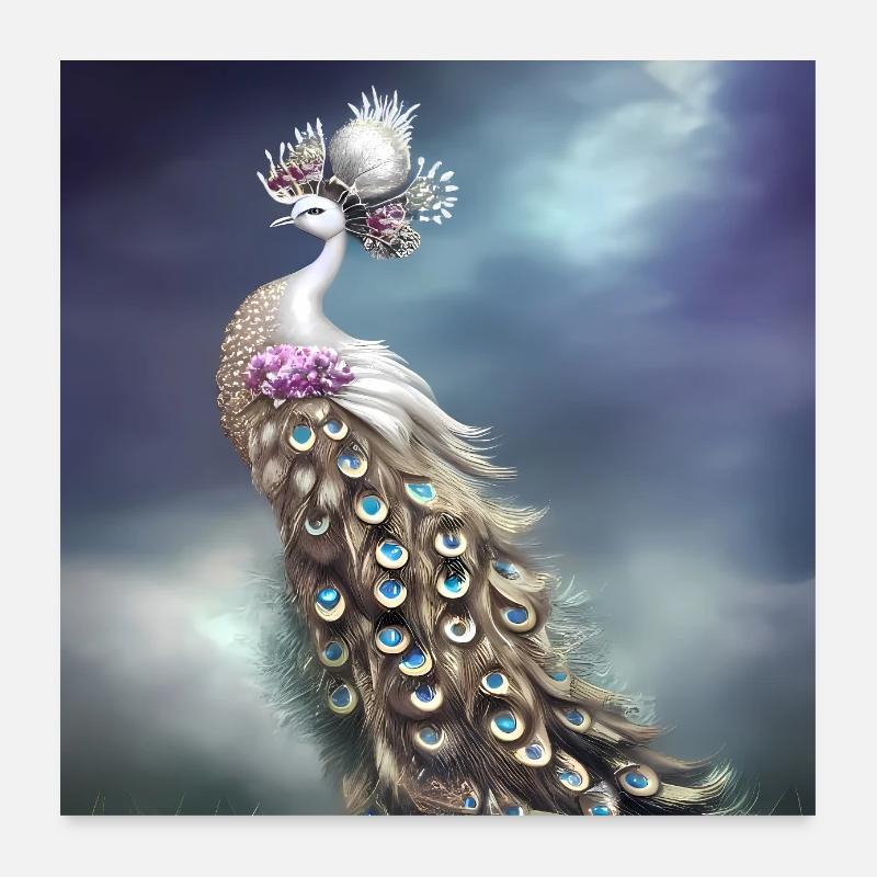 Merveilleux paon élégant Poster 60 x 60 cm