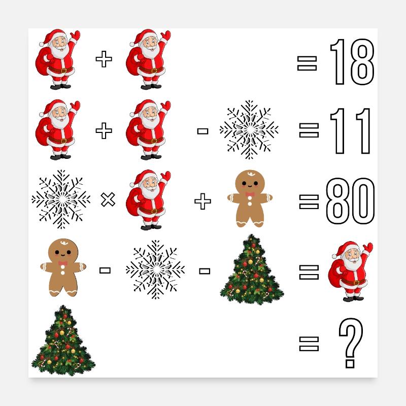 Quiz de Noël Père Noël flocon de neige - Poster 60 x 60 cm - blanc