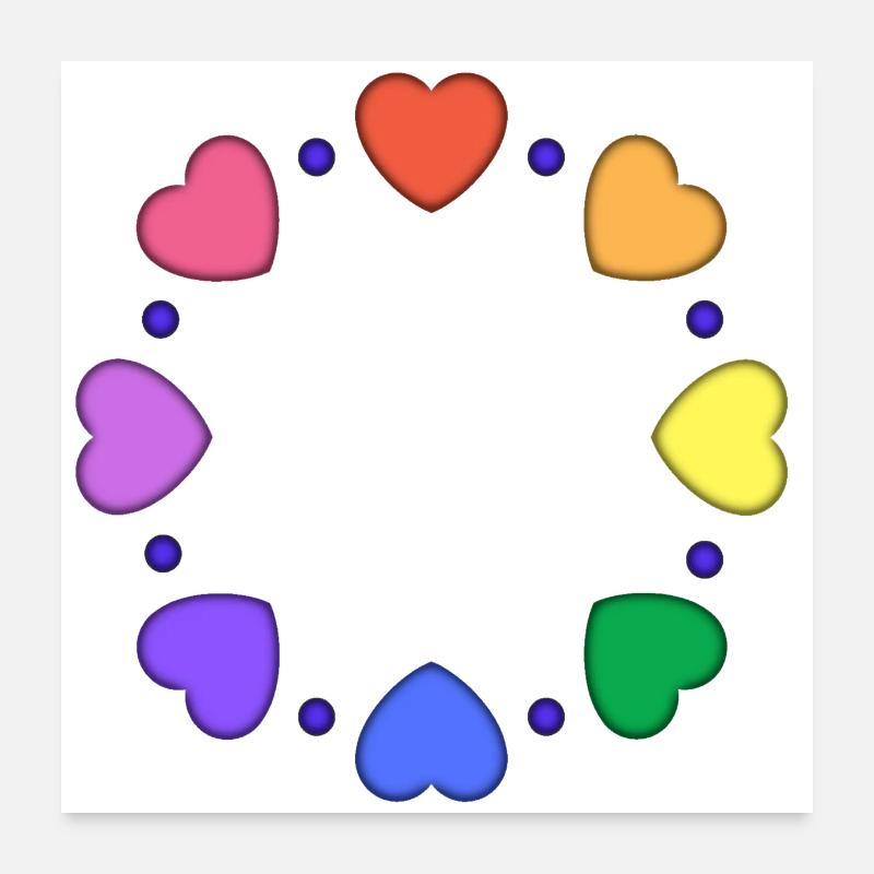 Regenbogen Herzen lila Poster 60x60 cm