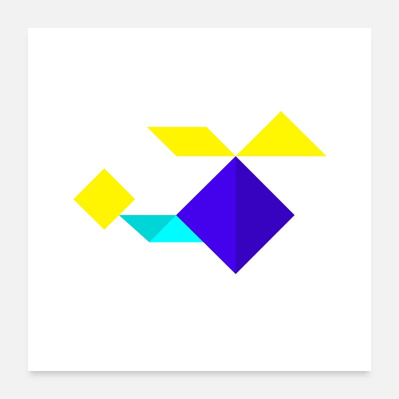 Helikopter - Tangram - Poster 60x60 cm - Weiß