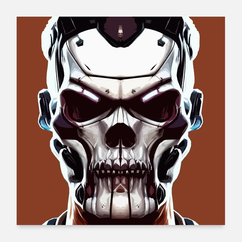 Crâne de robot soldat du futur Poster 60 x 60 cm