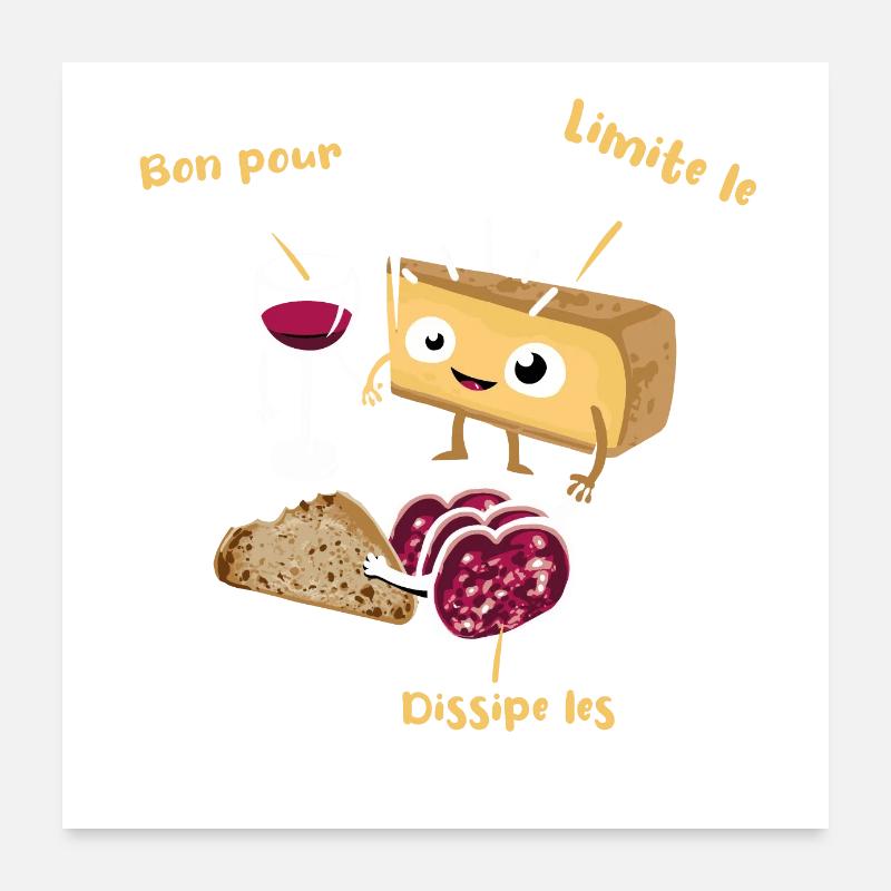 vin comté saucisson Poster 60 x 60 cm