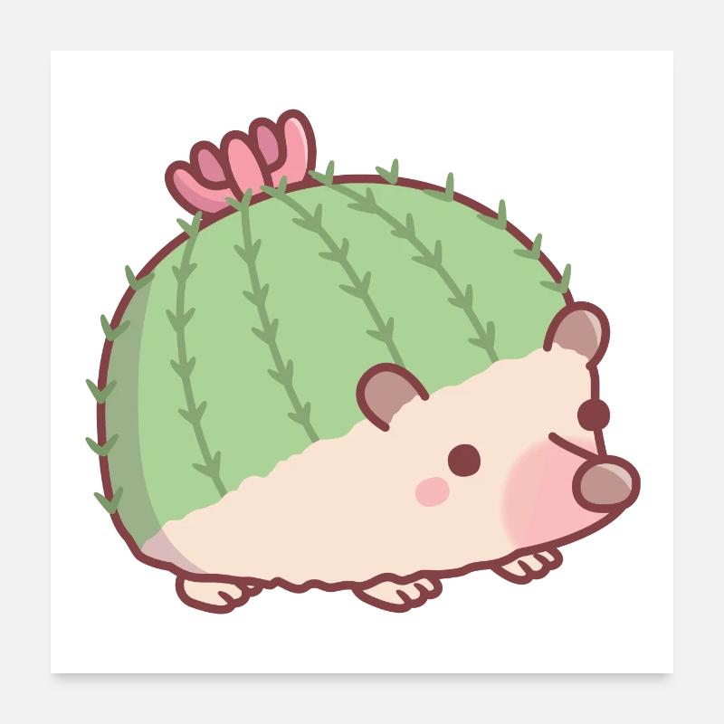 Süßer Kaktus Igel Lustig Poster 60x60 cm