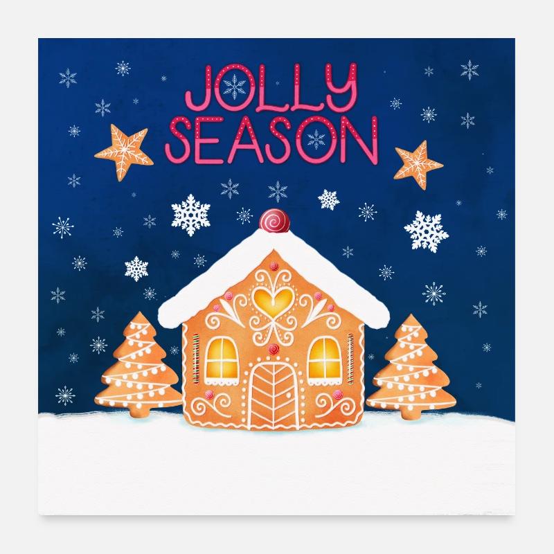 Fröhliche Weihnachtszeit mit Lebkuchen und Keksen Poster 60x60 cm