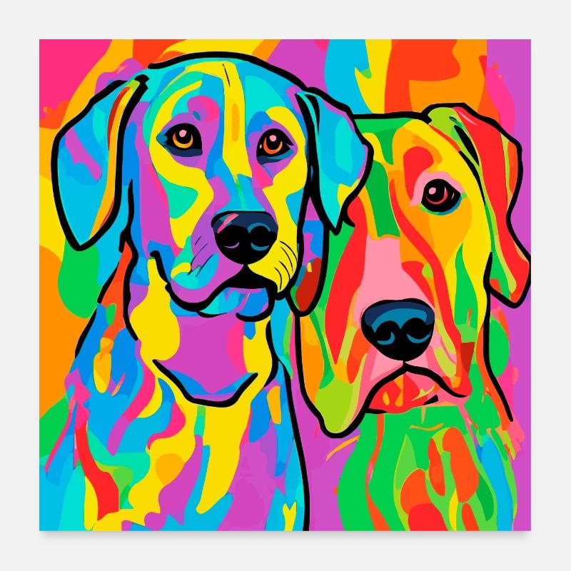 Hunde, digitale Malerei, Pop Art Poster 60x60 cm