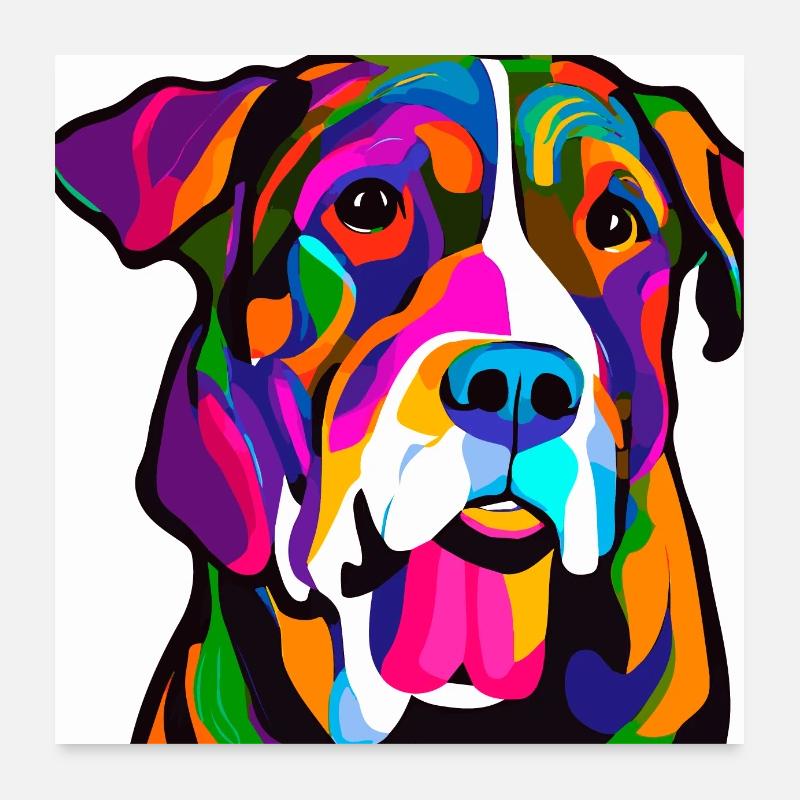 Chiens, peinture numérique, pop art Poster 60 x 60 cm