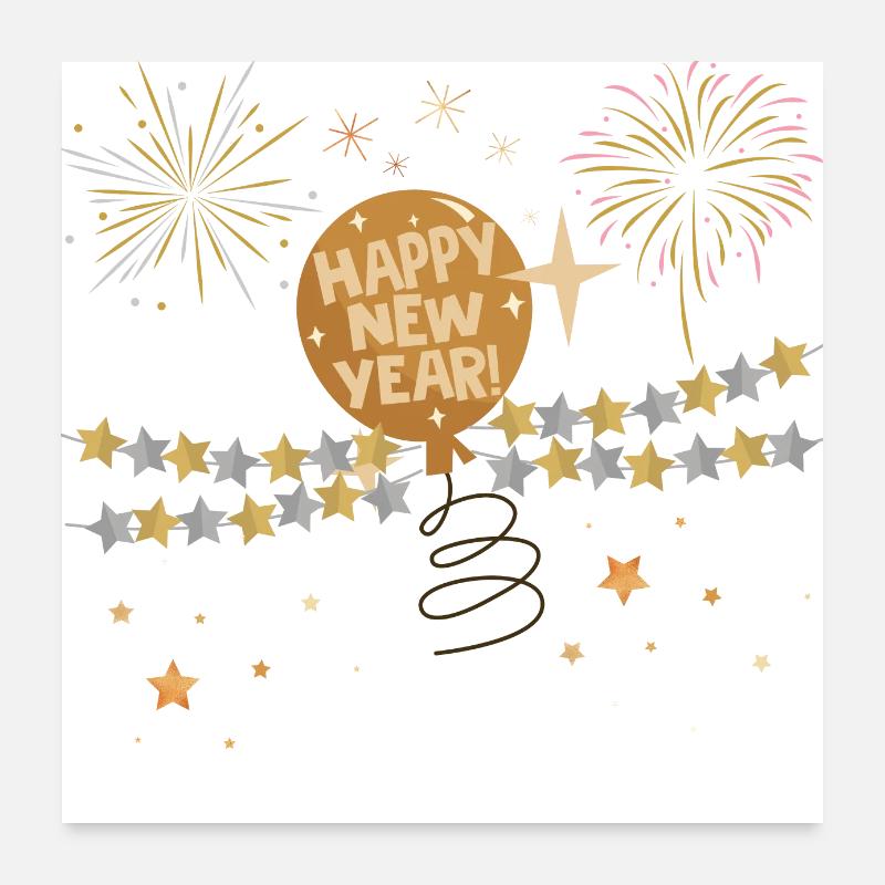 HAPPY NEW YEAR Poster 60 x 60 cm