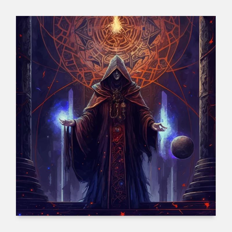 Dunkle Fantasie Mystischer Magier Version 2 Poster 60x60 cm