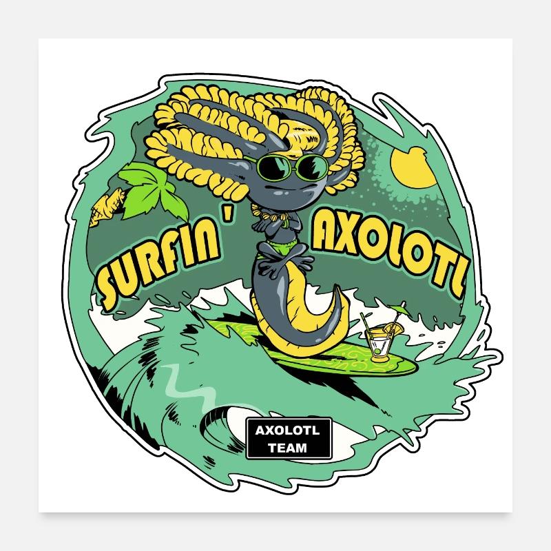 Sun, beach and axolotl Poster 24" x 24" (60x60 cm)