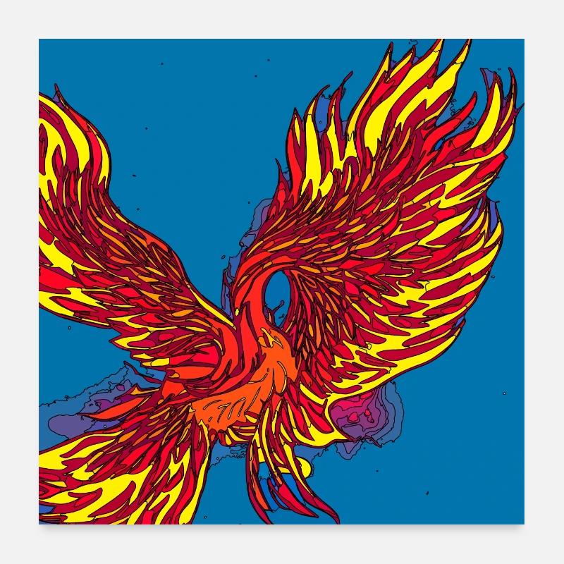 Illustration eines Phönix, Vektorstil Poster 60x60 cm