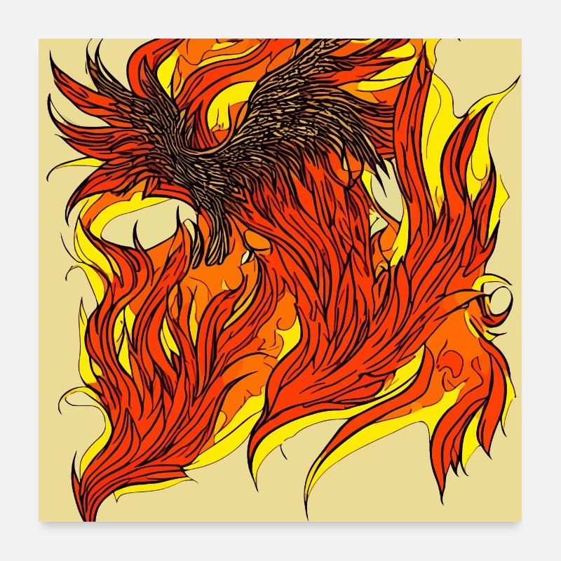 Illustration eines Phönix, Vektorstil Poster 60x60 cm