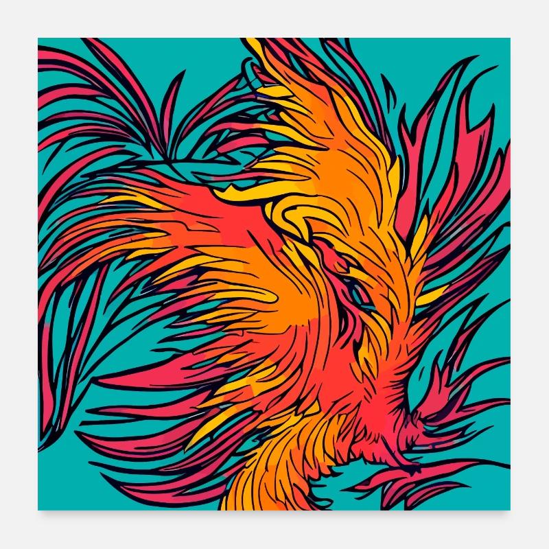 Illustration eines Phönix, Vektorstil Poster 60x60 cm