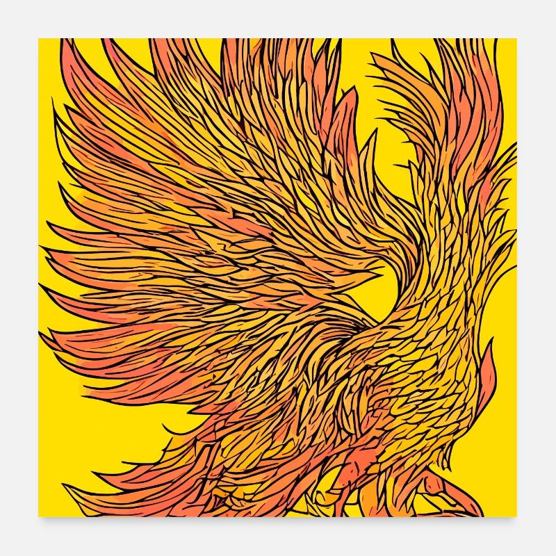 Illustration eines Phönix, Vektorstil Poster 60x60 cm