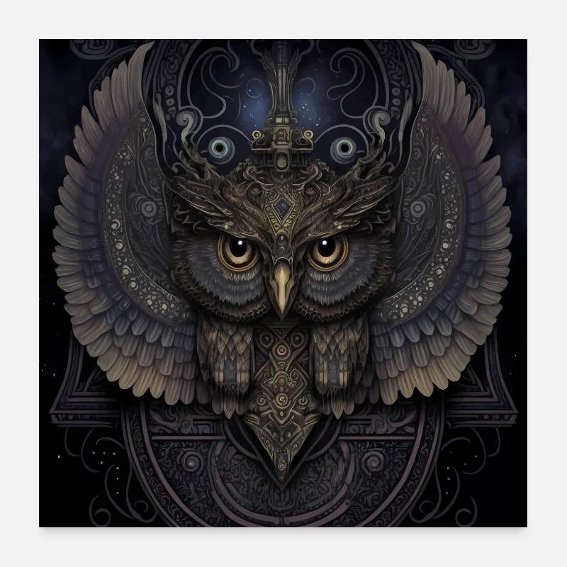 Dunkle Fantasie Eule Version 1 Poster 60x60 cm