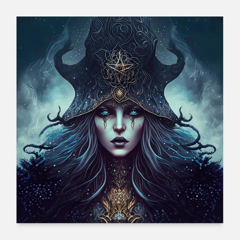 Dark Fantasy Witch Version 1 - Poster 60 x 60 cm - blanc