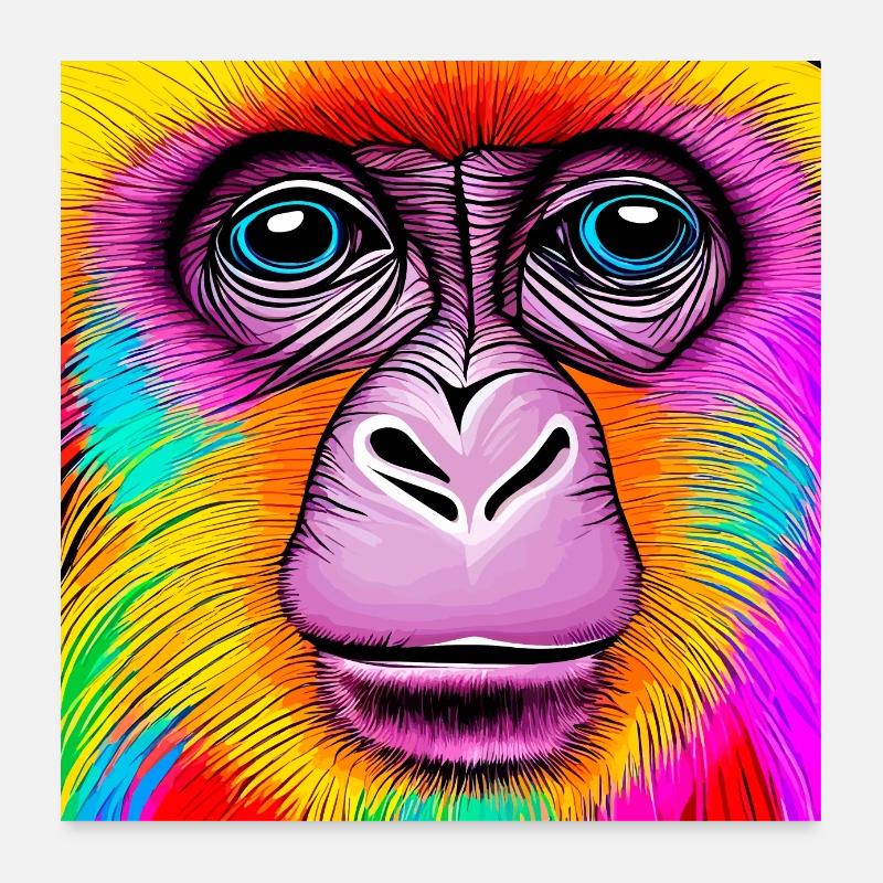 Illustration eines Porträts eines Schimpansen Poster 60x60 cm