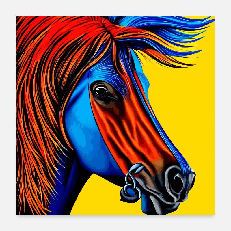 Farbenfrohe Illustration eines Pferdes Poster 60x60 cm