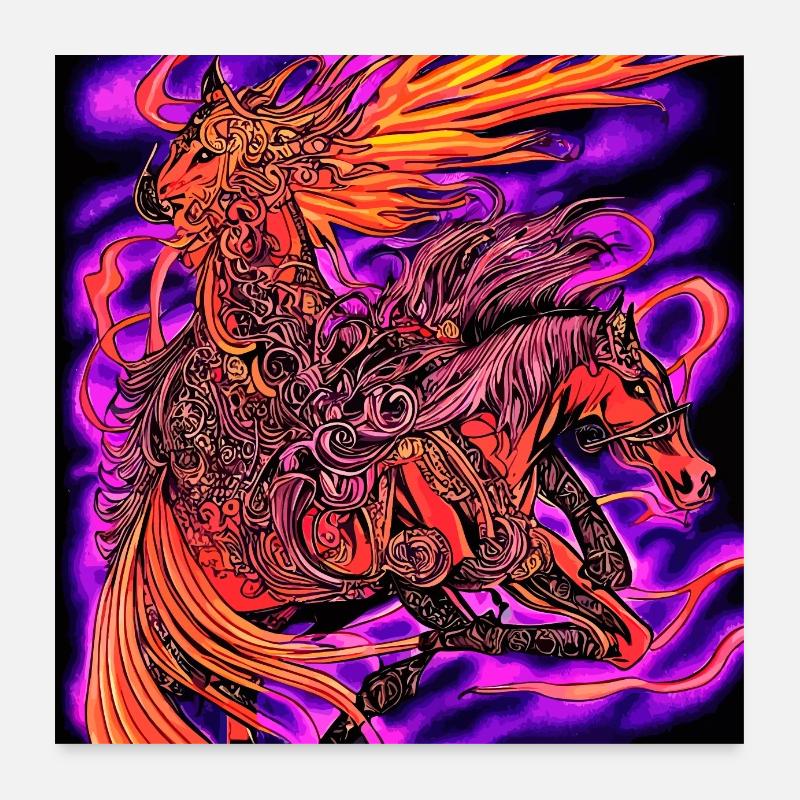 Abstrakte Darstellung eines Pferdes Poster 60x60 cm