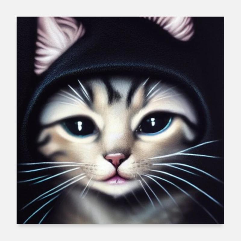 Black hooded kitten Poster 24" x 24" (60x60 cm)