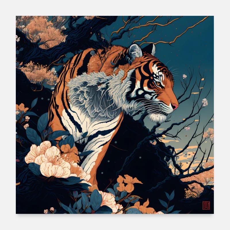 Tigre Ukiyo Poster 60 x 60 cm
