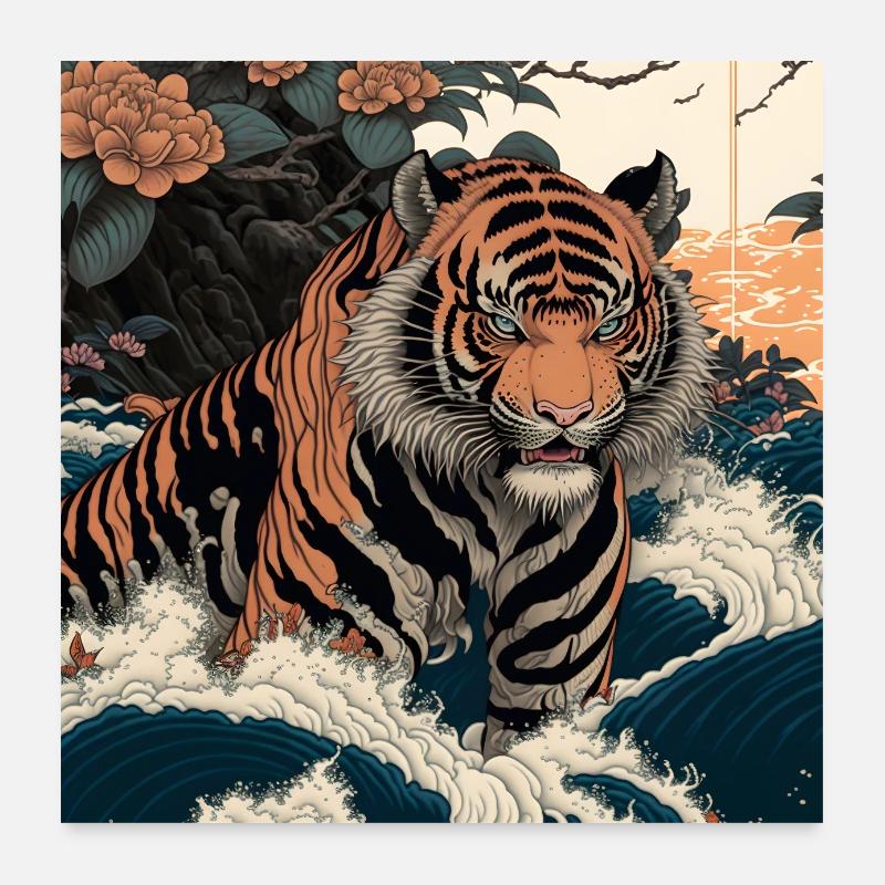 Tigre Ukiyo Poster 60 x 60 cm