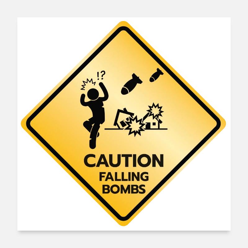 Warnschild Fallbomben Poster 60x60 cm