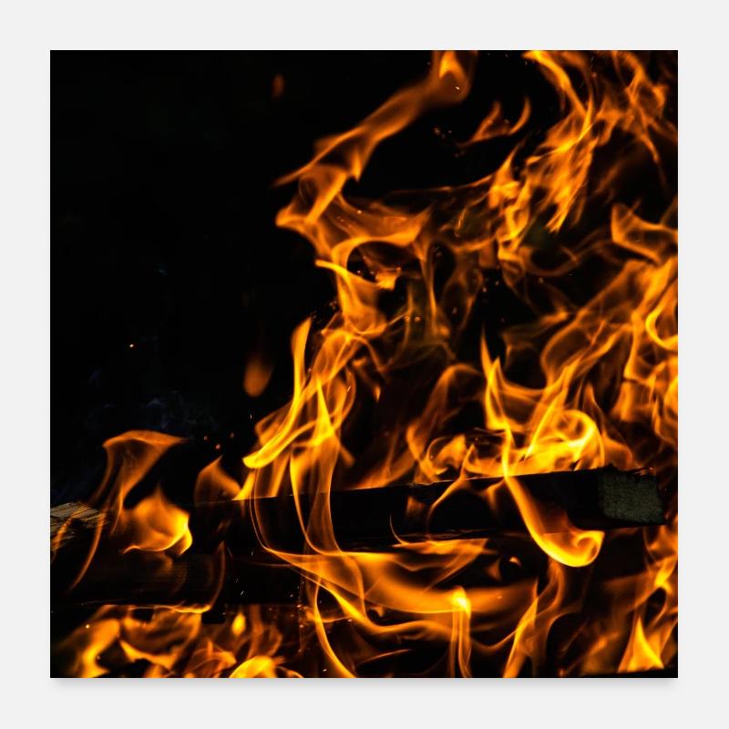 Blazing fire at night Poster 24" x 24" (60x60 cm)
