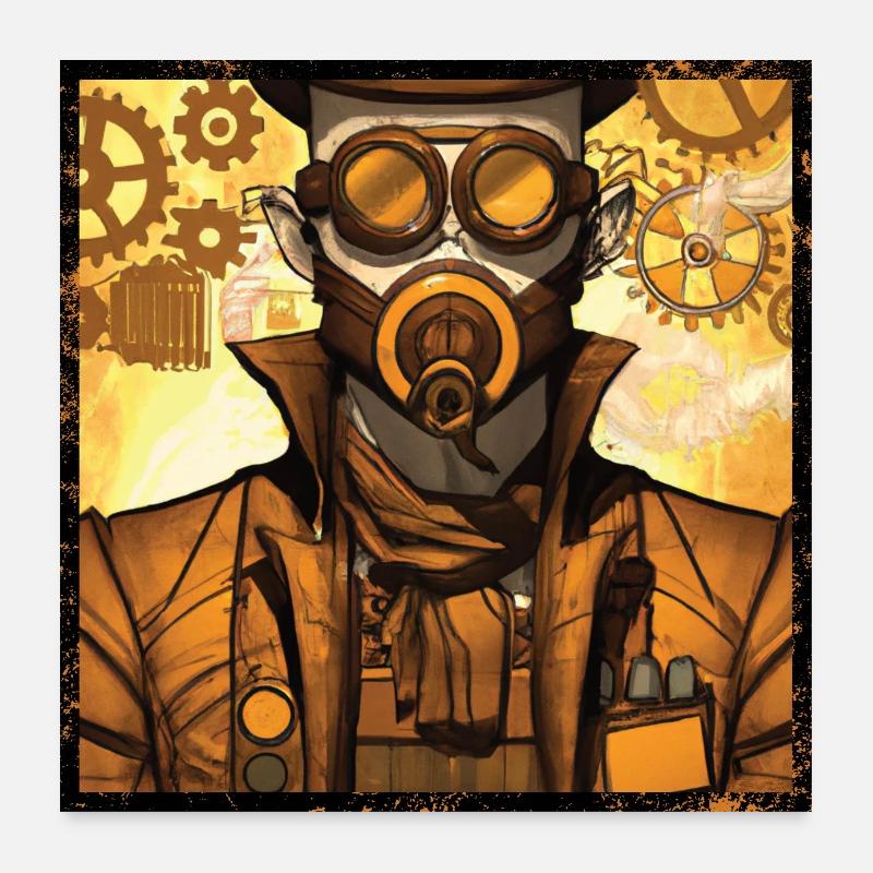 Steampunk mécanique industriel d’un zeppelin Poster 60 x 60 cm