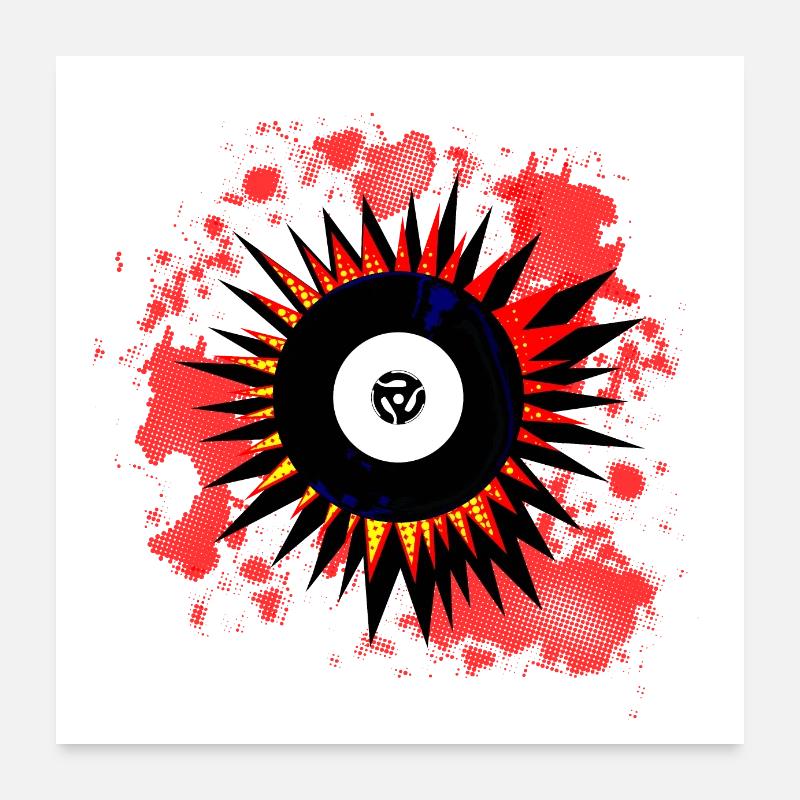 Rekordexplosion mit 45 U/min - Poster 60x60 cm - Weiß