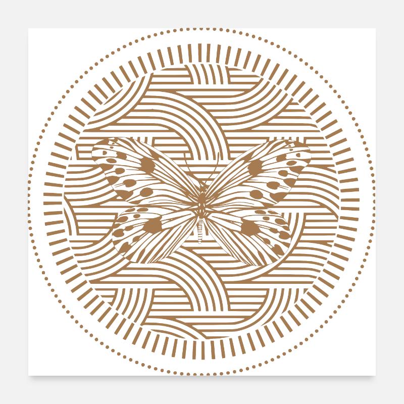 Papillon doré à motifs géométriques Poster 60 x 60 cm