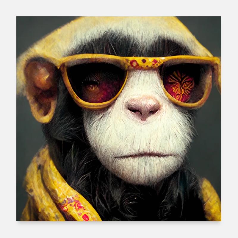 Affe mit Sonnenbrille Poster 60x60 cm