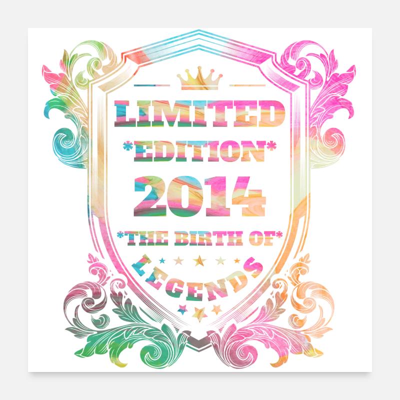 2014 Geburtstag Jahrgang Vintage Regenbogenfarben Poster 60x60 cm