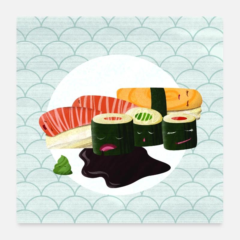 Schlafendes Sushi Poster 60x60 cm