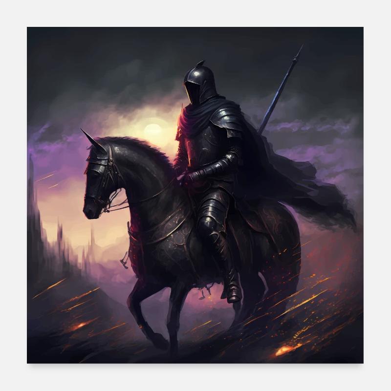 Dunkle Fantasie Schwarzer Reiter Version 2 Poster 60x60 cm