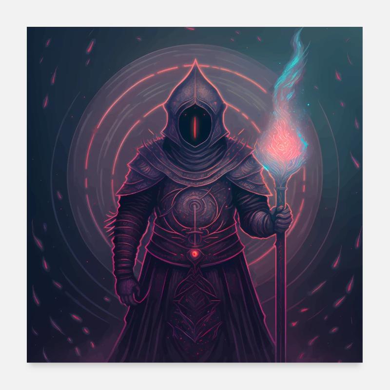 Mashup Ritter und Mystischer Magier Version 1 Poster 60x60 cm