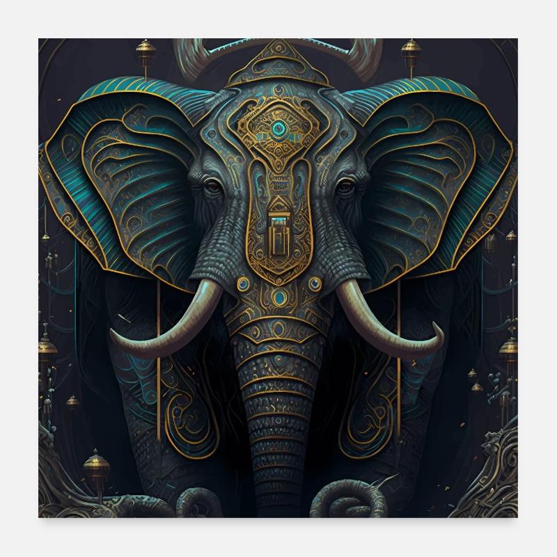 Dark Fantasy Éléphant Version 1 Poster 60 x 60 cm